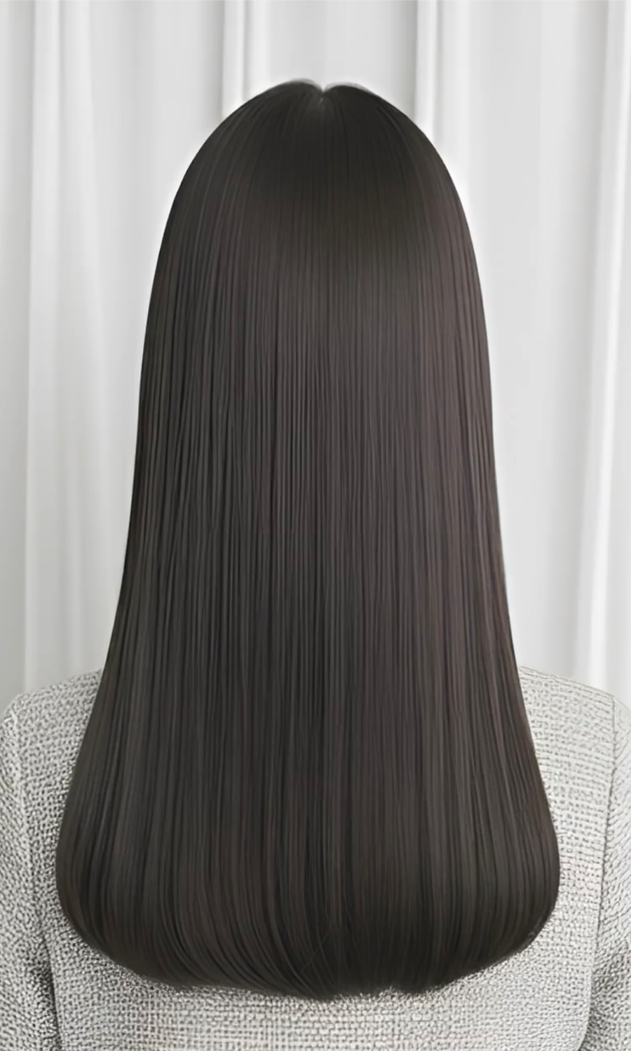 髪質改善オーガニック縮毛矯正後。柔らかさと艶を残した自然なストレートヘア